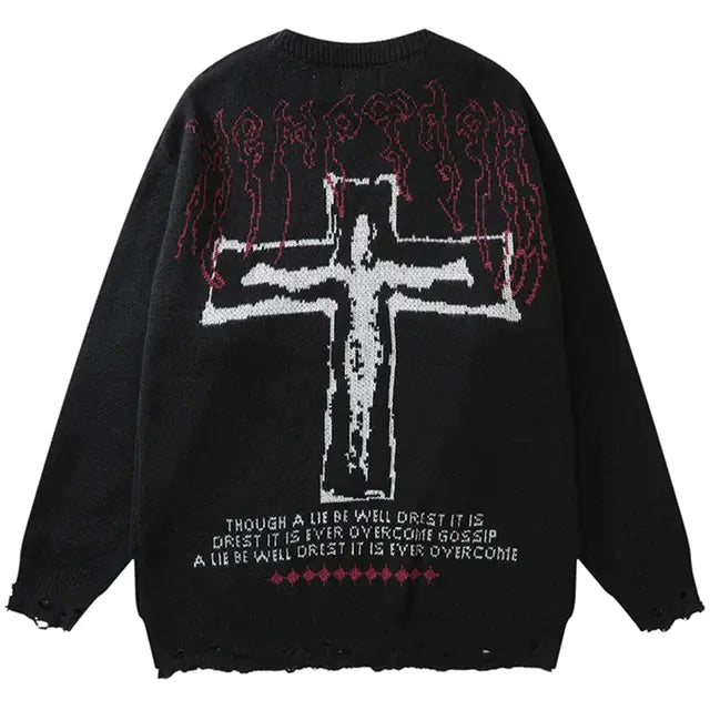 Y2K Grunge Vintage Ripped Knit Sweaters Streetwear