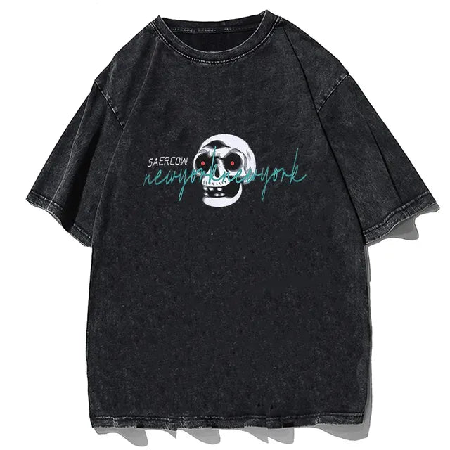 Vintage Washed Y2K Cartoon Cat T-Shirt for Summer