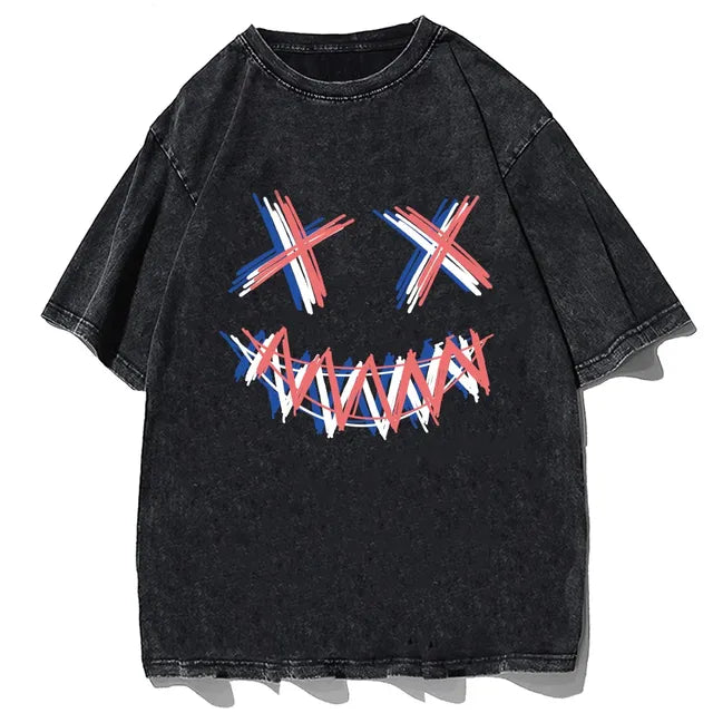 Vintage Washed Y2K Cartoon Cat T-Shirt for Summer