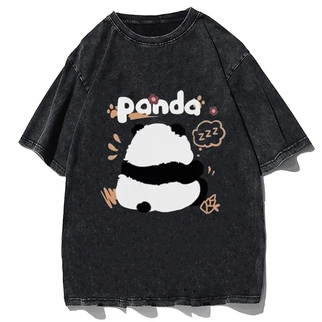 Vintage Washed Y2K Cartoon Cat T-Shirt for Summer