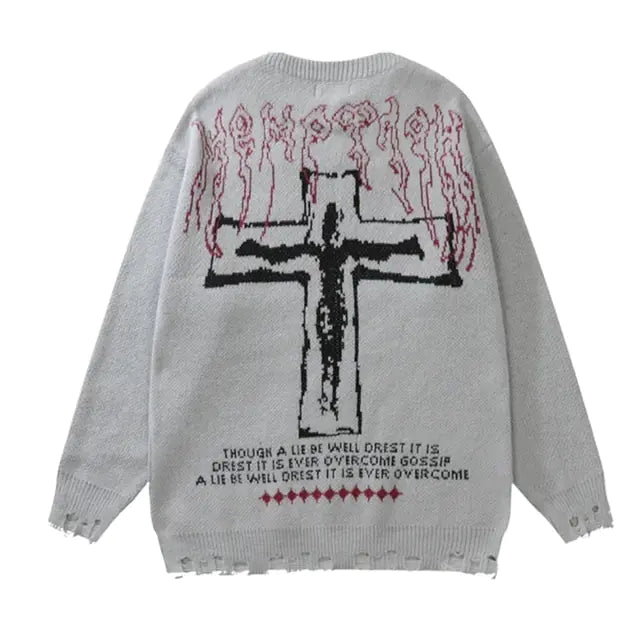 Y2K Grunge Vintage Ripped Knit Sweaters Streetwear
