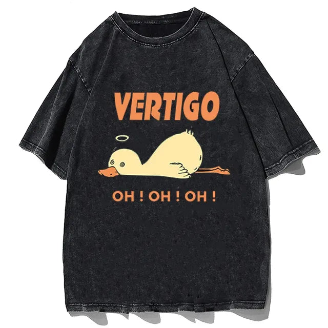 Vintage Washed Y2K Cartoon Cat T-Shirt for Summer