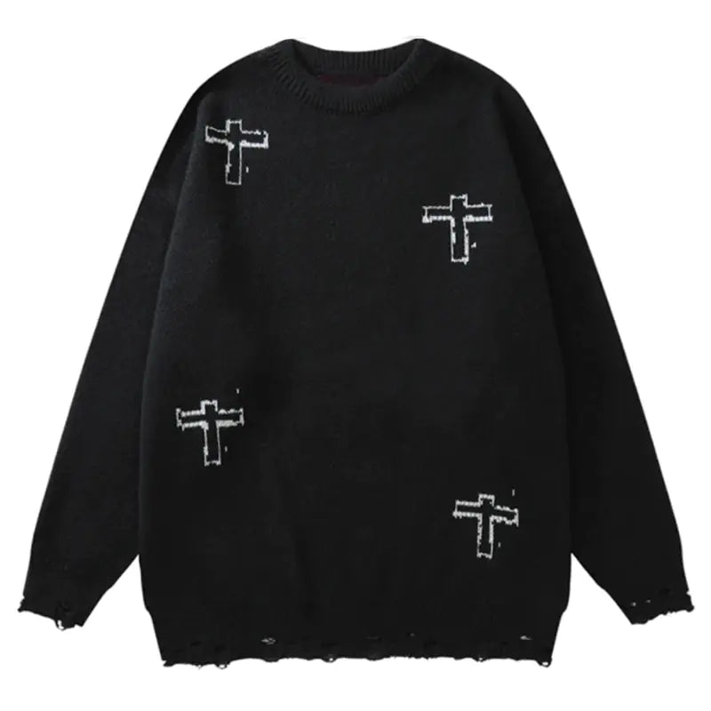 Y2K Grunge Vintage Ripped Knit Sweaters Streetwear
