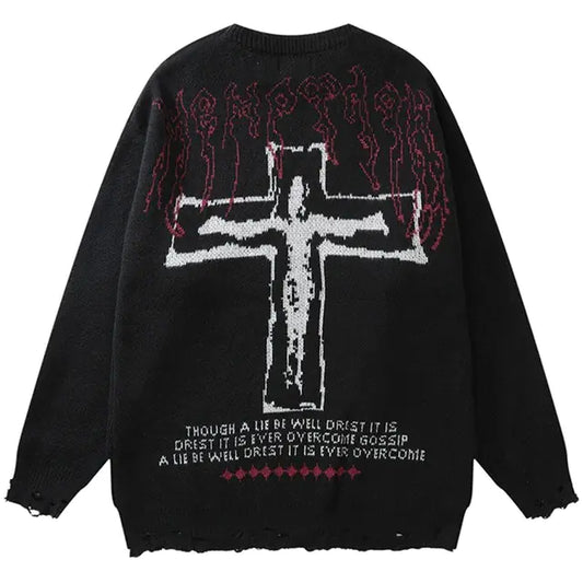 Y2K Grunge Vintage Ripped Knit Sweaters Streetwear