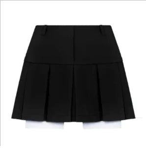 Women's High Waist Y2K Mini Skirt Set (Black)